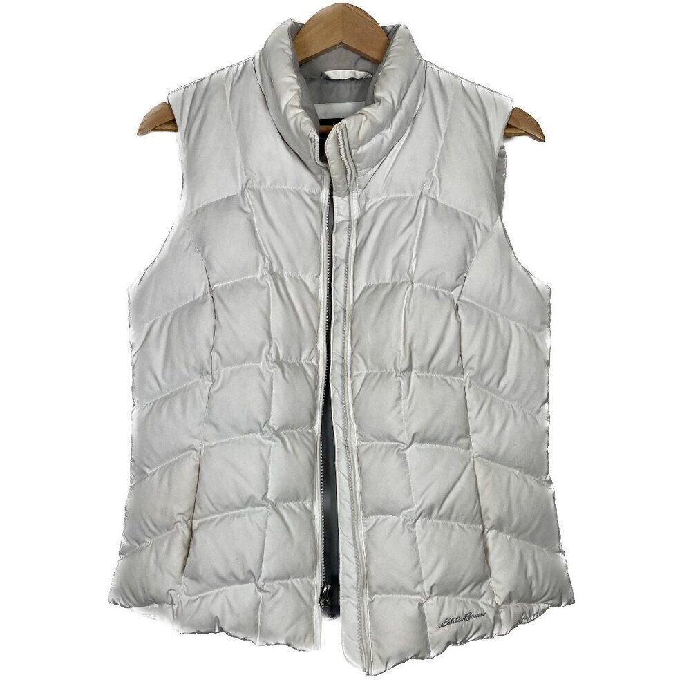Eddie Bauer Down Puffer Vest Womens M EB650 White Outdoor Winter Comfort
